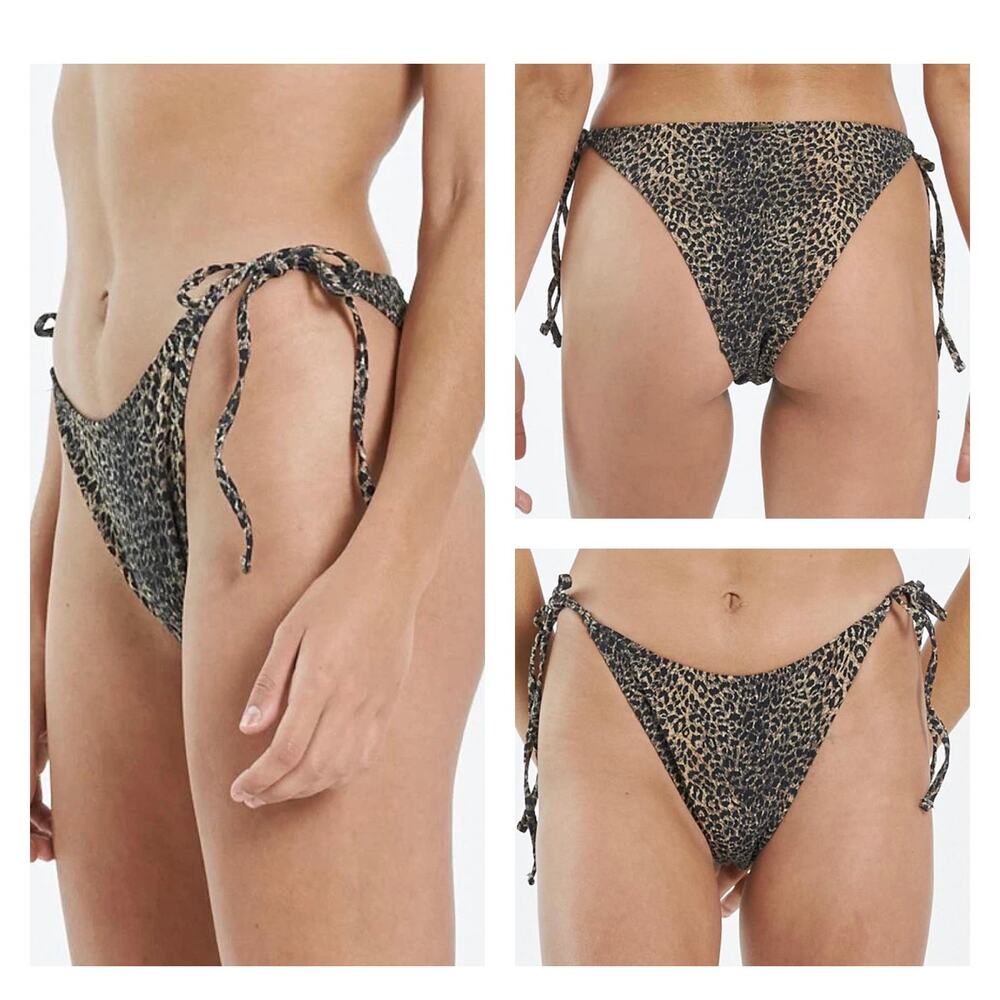 NEW Free People x Thrills Wayward String High Cut Animal Print Bikini Bottom Lg